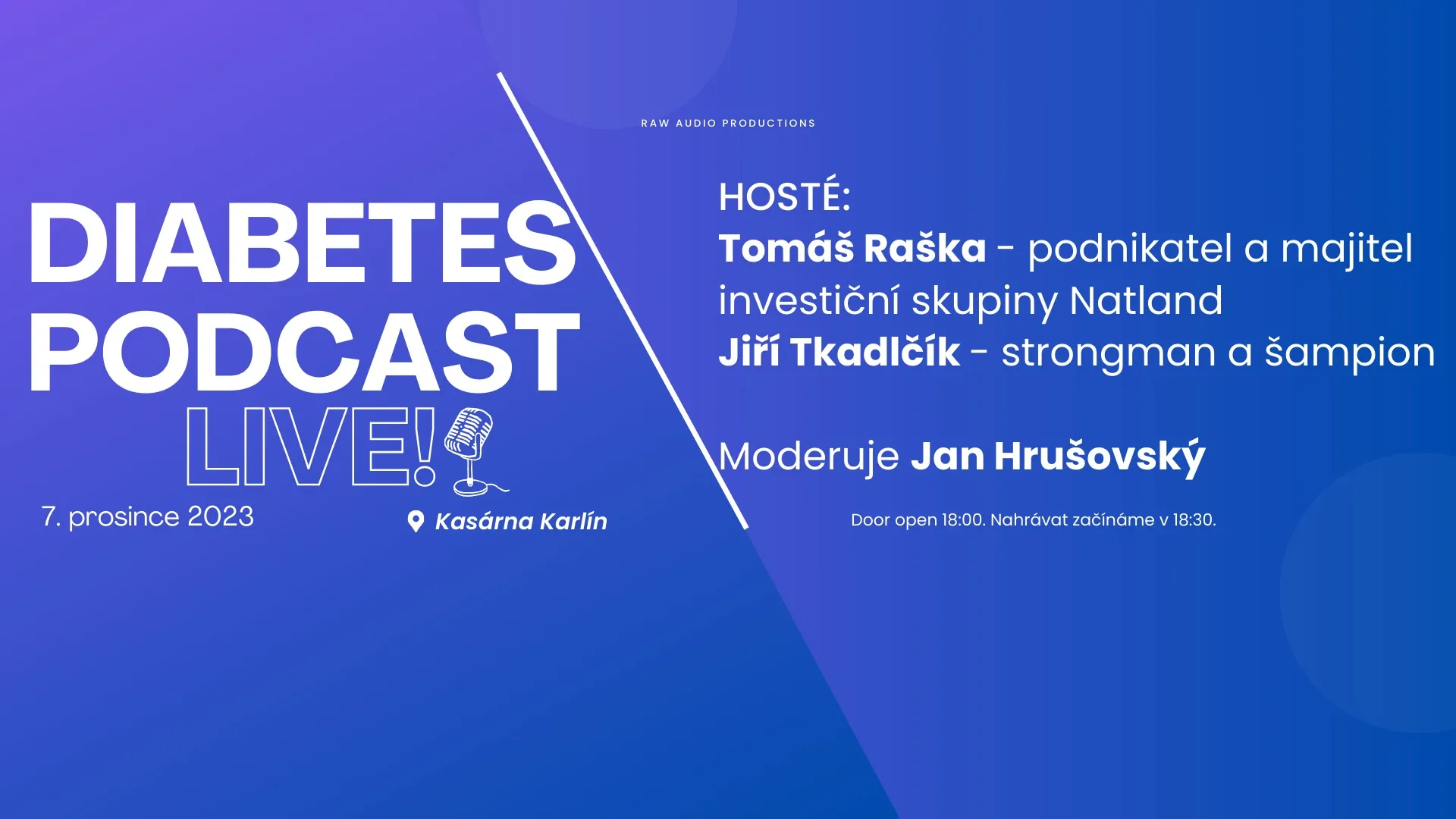 Zveme Vás na Diabetes Podcast živě 🎙️ 7. 12. v Kasárnách Karlín